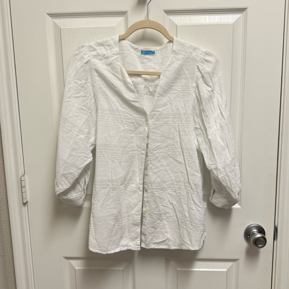 J. Mclaughlin White Button Front Blouse - image 1
